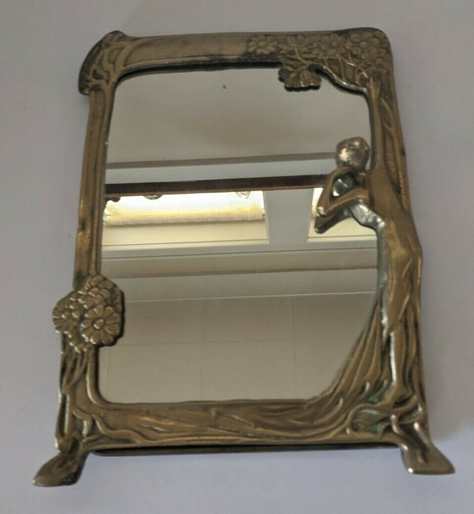 Vintage Lady by the Lake Brass Art Nouveau Vanity Mirror -  Canada