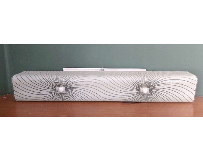 Vintage MCM Vanity Bar Light Fixture U Glass Shade 24 Swirl Pattern 2