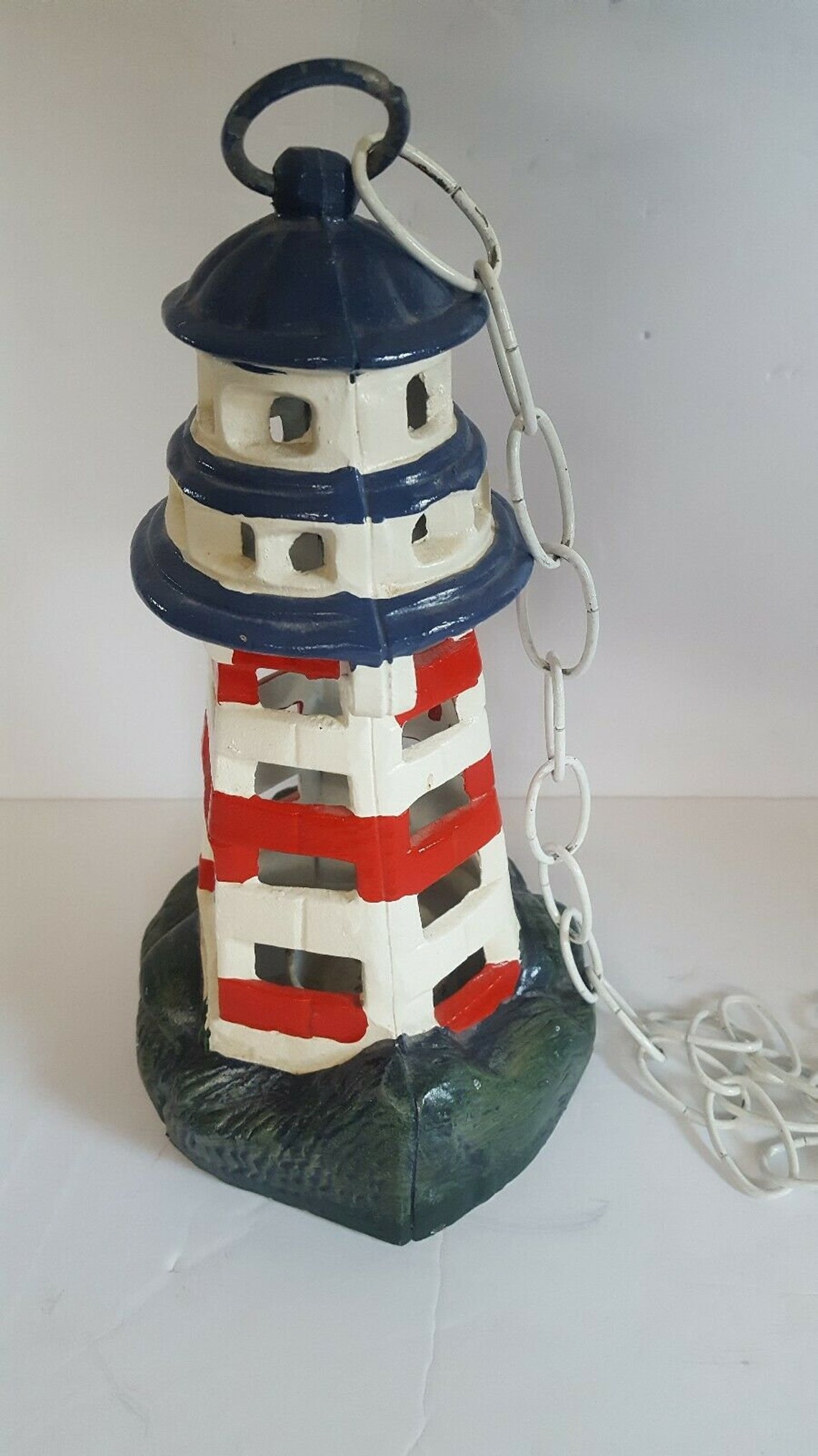 Vintage Cast Iron Lighthouse Candle Lantern Hanging Pendant Lamp Etsy