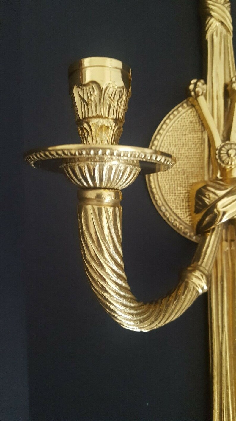 Vintage Decorative Crafts Inc Brass Tassel Candle Wall Sconce Etsy