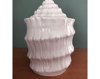 Vintage Shell Canister White Ceramic Lidded Italian Italy