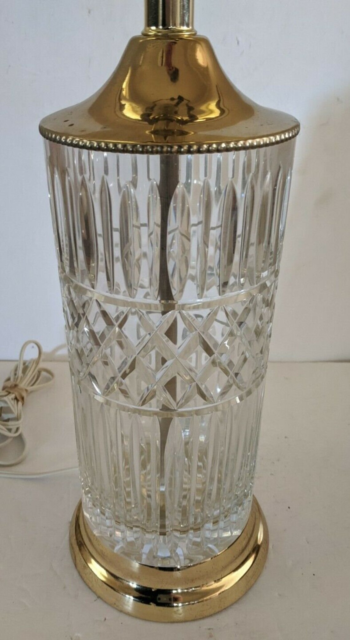 Vintage Leaded Cut Crystal & Brass Table Lamp Etsy Ireland