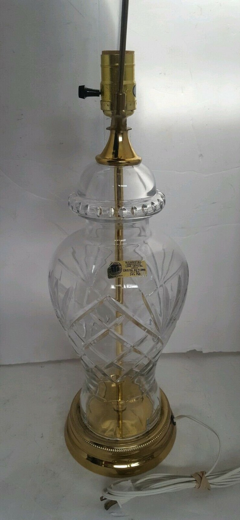 Vintage Cut Crystal Brass Lamp Tritschler Winterhalder Bleikristall Germany