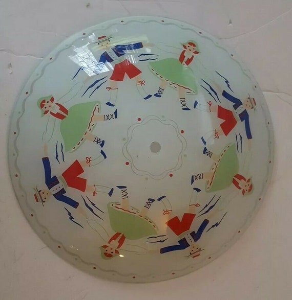 Vintage Childrens Nursery Ceiling Light Cover Glass German Etsy