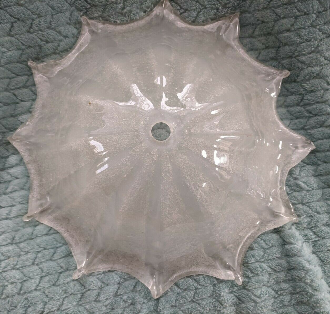 Vintage Art Glass Hand Blown Lamp Shade Frosted Clear Etsy