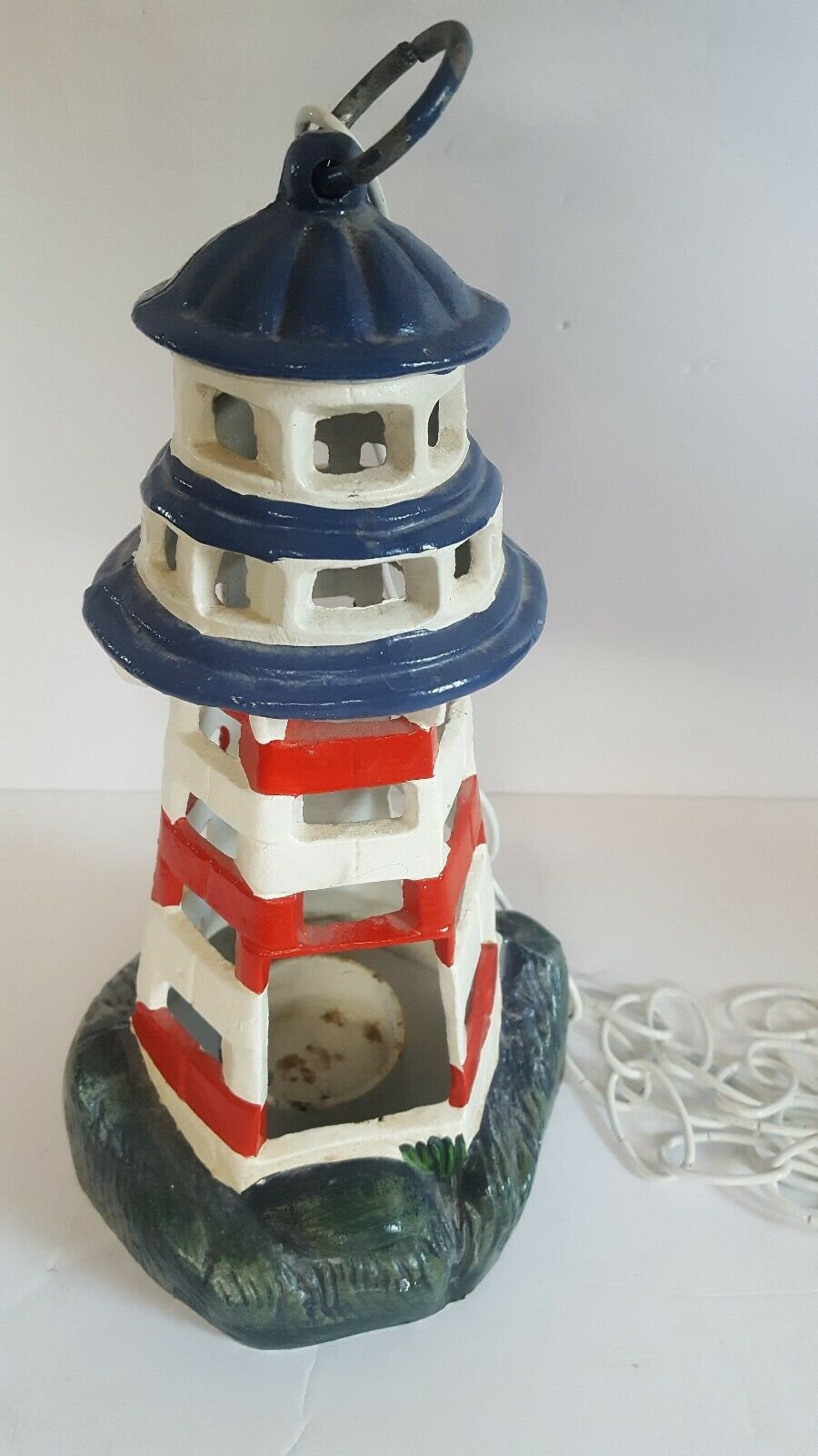 Vintage Cast Iron Lighthouse Candle Lantern Hanging Pendant Lamp Etsy