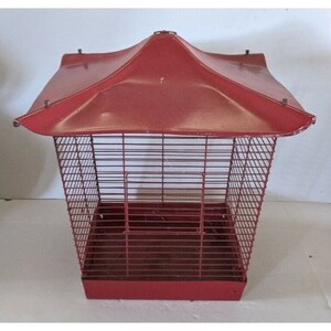 Vintage Red Metal Pagoda Reliance Bird Cage