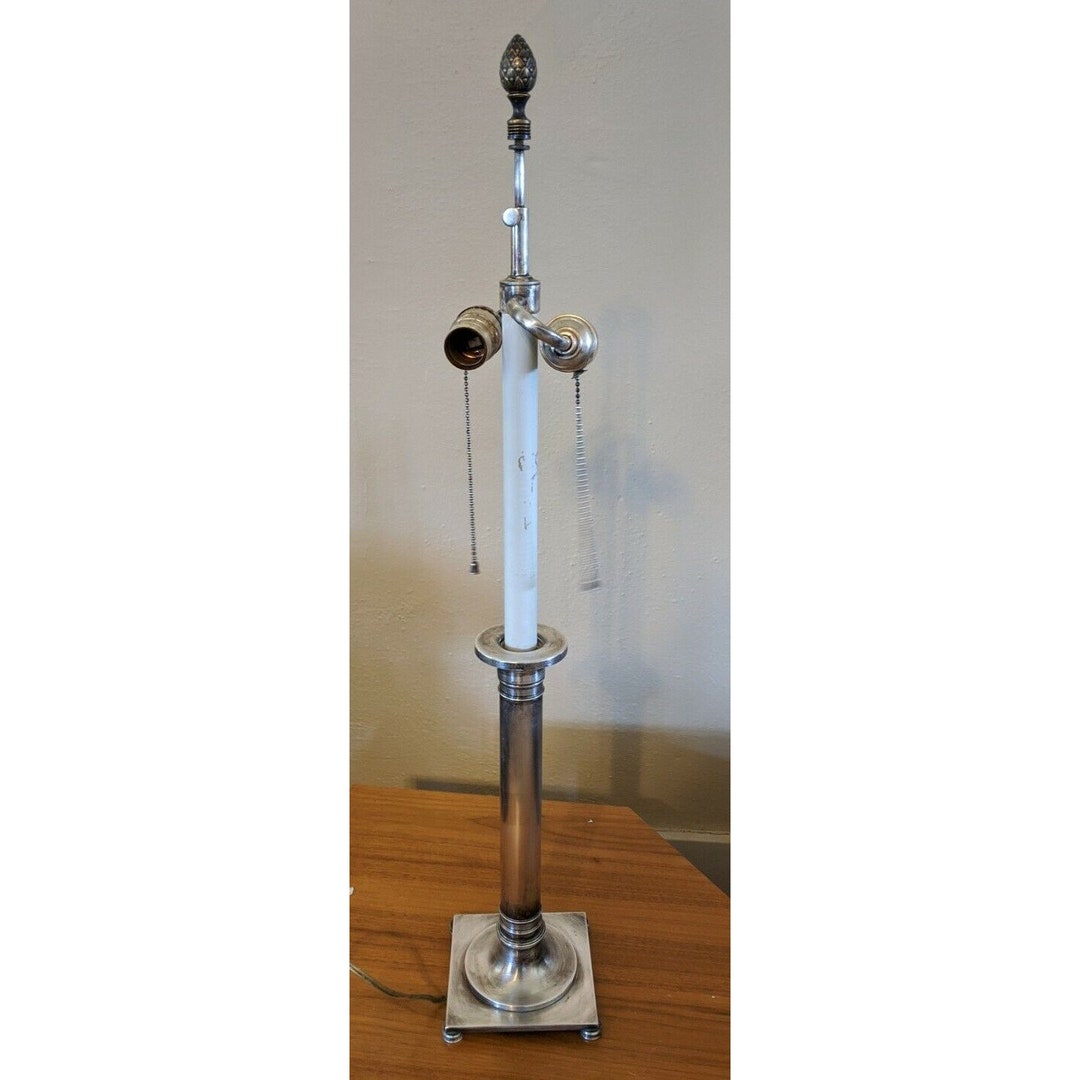 Vintage Silver Plate Candlestick Buffet Lamp Dual Light Adjustable Etsy