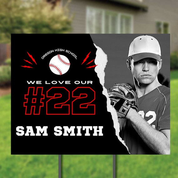 Baseball Yard Sign Template Personalized Outdoor High School Etsy