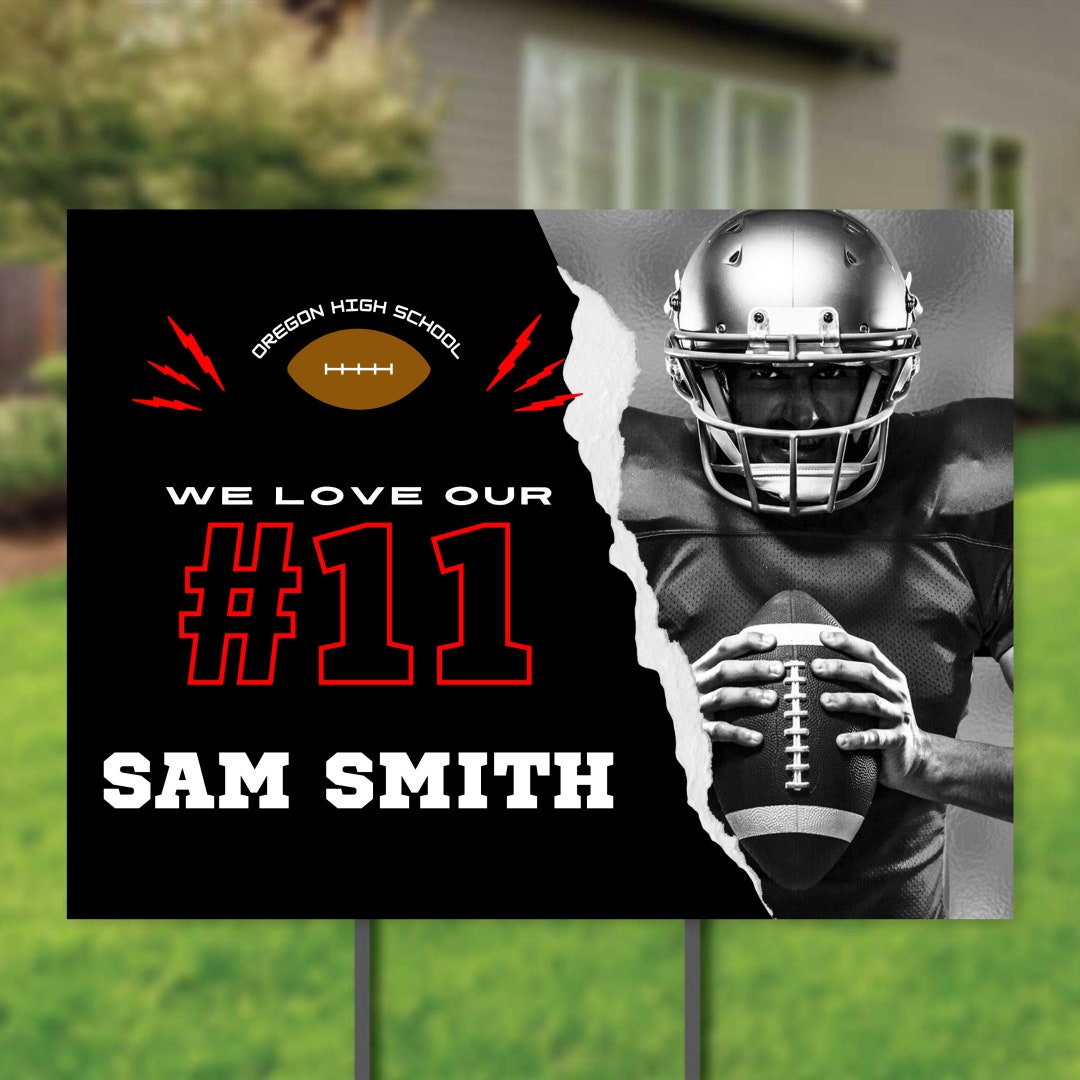 Football Yard Sign Template Personalized Outdoor High School Etsy