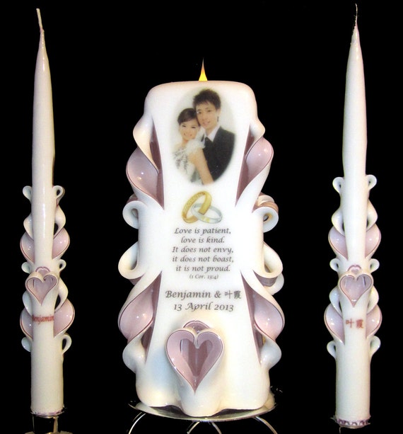 Poem/Invitation/Photo wedding unity candle set. 100 custom Etsy
