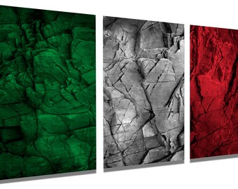 Metal wall art Triptych 3 Panel split HD aluminum prints for home decor /& interior design Greece Flag Rustic Grunge Metal Prints
