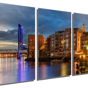 Metal Print - Portsmouth NH Wall Art dark cloudy evening skies. Portsmouth New Hampshire Print - Metal wall art HD aluminum print wall decor