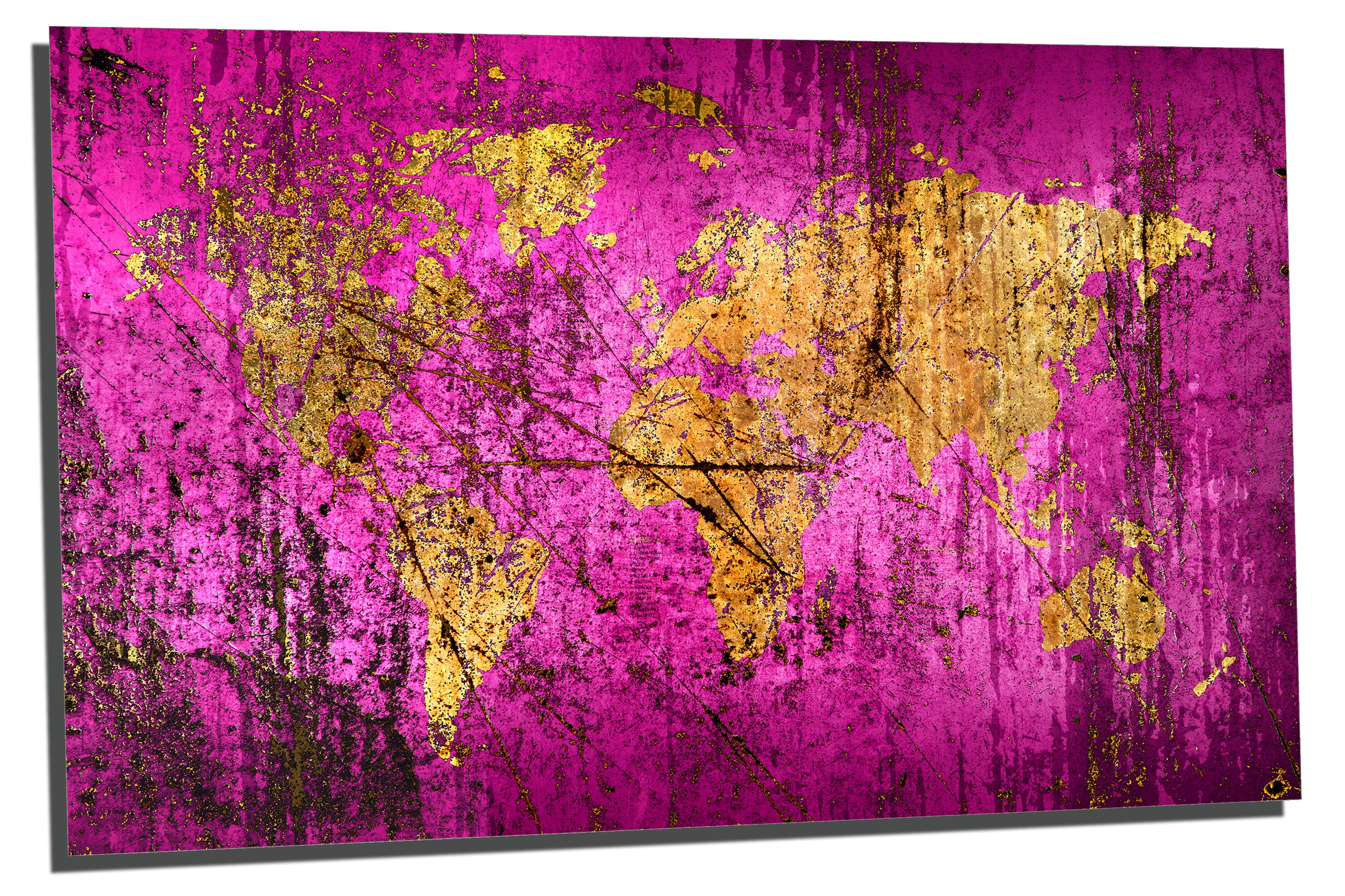 Metal Prints - Abstract Dark-phlox World Map - 3 Panel Split, Triptych ...
