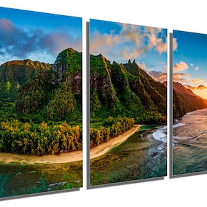 Metal Print - Hawaii's Na Pali Coast Wall Art, Kauai landscape print napali coast art during sunset - Metal wall art HD aluminum print decor