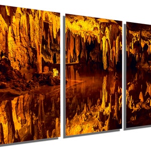 Metal Print - Luray Cave Wall Art. Luray Virginia Caverns, orange rock geology, talactites pelunker-Metal wall art HD aluminum print decor