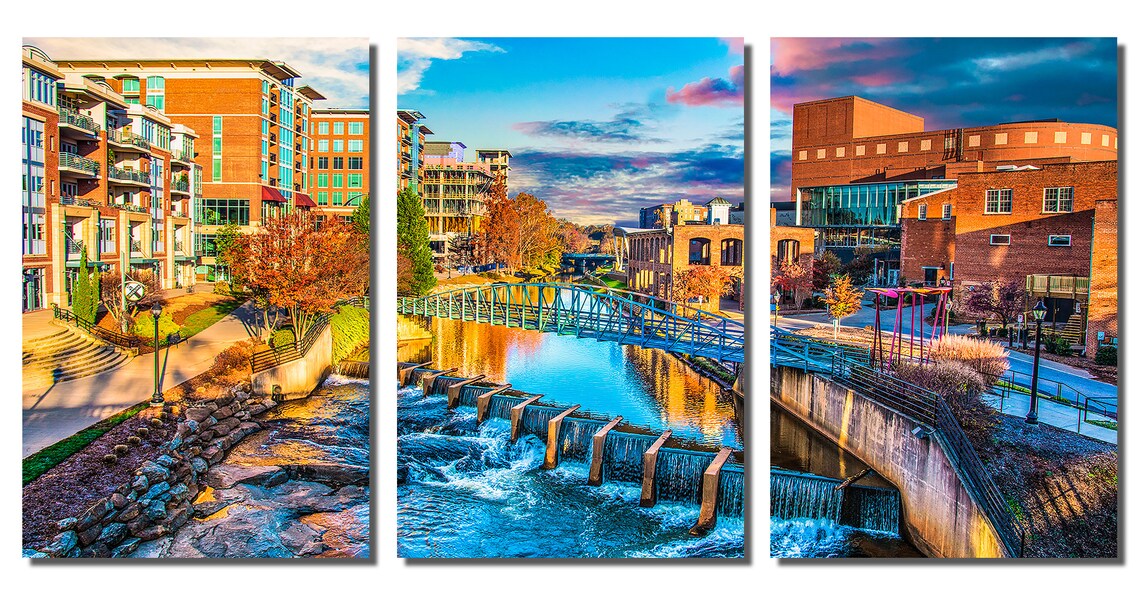 Metal Prints Greenville South Carolina Wall Art 3 Panel Etsy