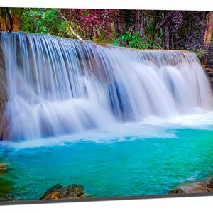 Metal Prints - Forest Waterfall Wall Art - 3 Panel split, Triptych - Metal HD aluminum prints for home decor, wall decor & interior design image 4