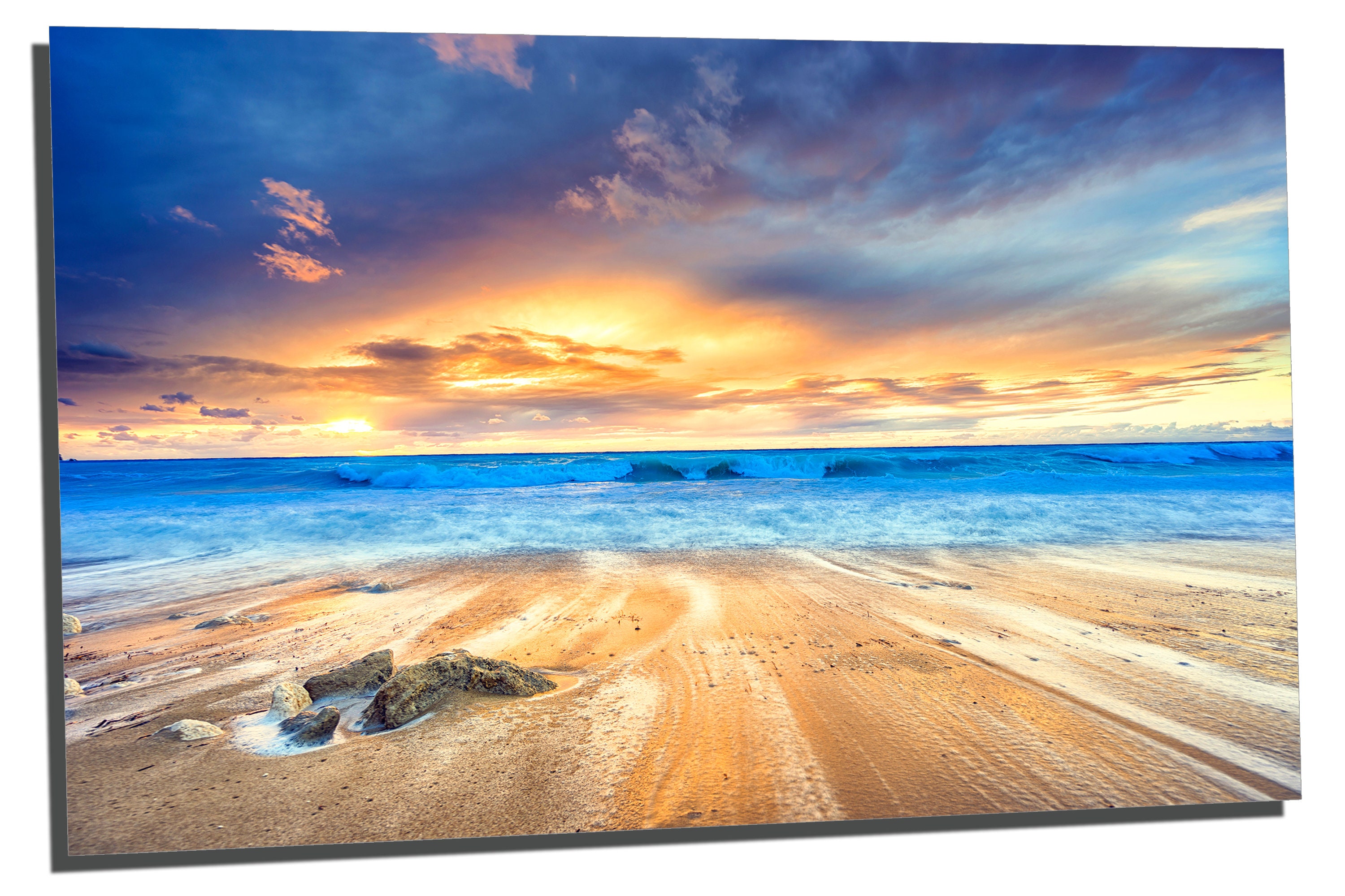 Metal Prints - Gorgeous Beach Sunset -3 Panel Split, Triptych