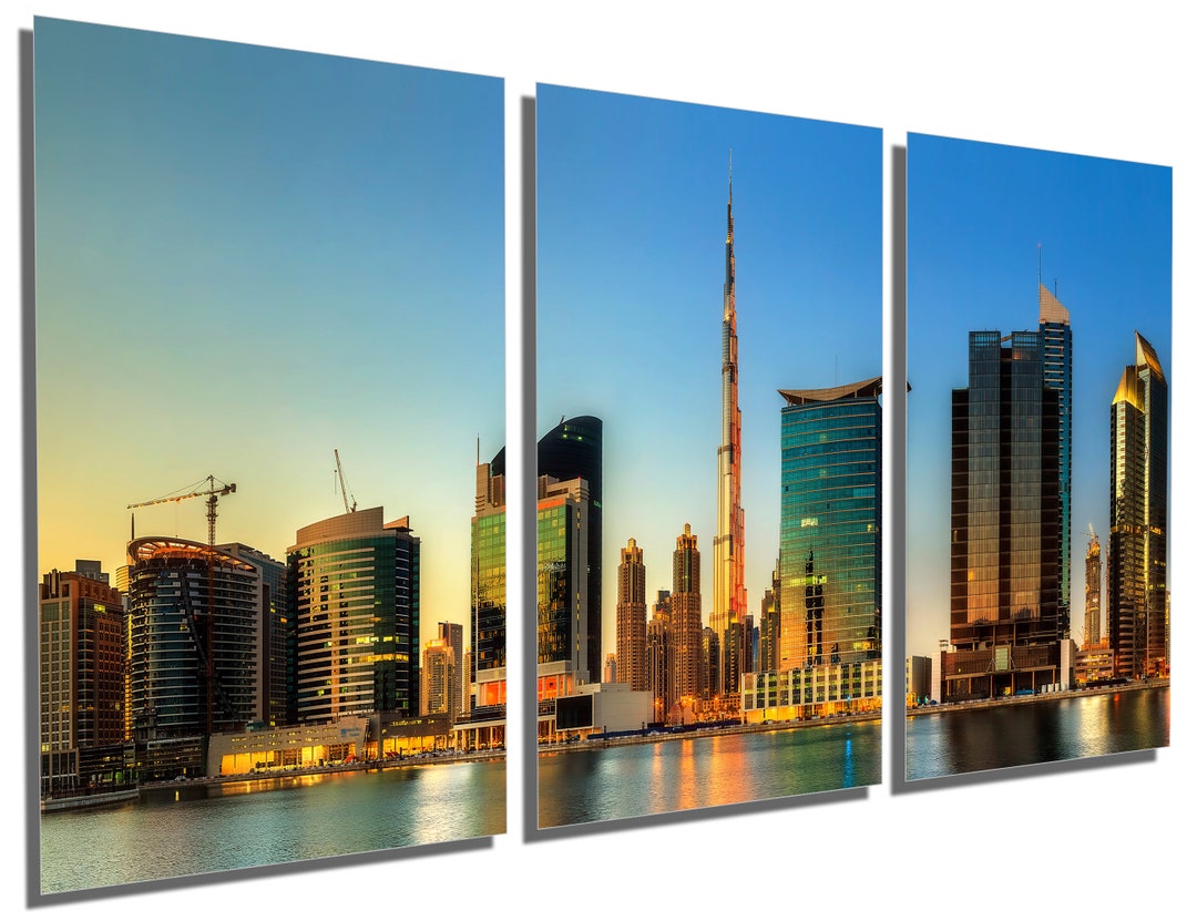 Metal Print Dubai Wall Art, Downtown Dubai City Skyline Burj Khalifa