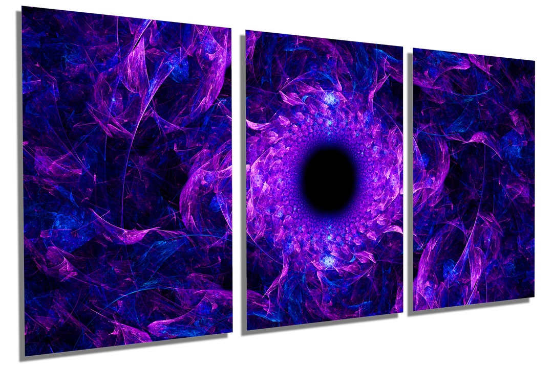Metal Print - Abstract Vortex Wall Art, Chaotic Fractal Art Dark Purple ...