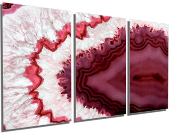 Metal Print - Dark Red Geode Wall Art. Brazilian geode slice, geode wall art agate slice agate decor -Metal wall art HD aluminum print decor