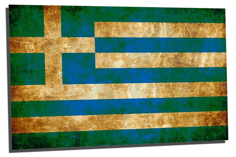 Metal wall art Triptych 3 Panel split HD aluminum prints for home decor /& interior design Greece Flag Rustic Grunge Metal Prints