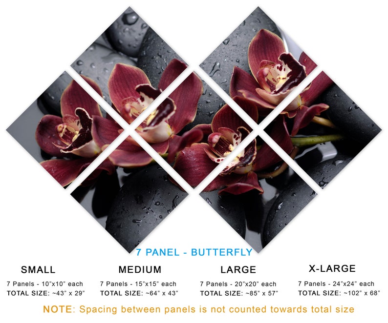 Orchid Flower Wall Art on Black therapy stones Spa wall decor Metal Print Metal HD aluminum multi panel home wall decor Zen Art