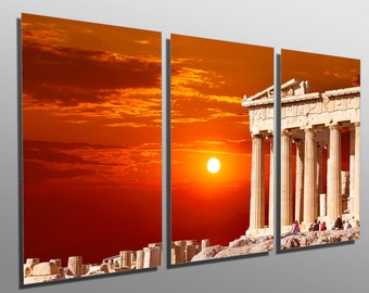 Metal Prints - Parthenon Temple, Athens - 3 Panel split (Triptych) - Metal wall art on HD aluminum prints for home decor & interior design
