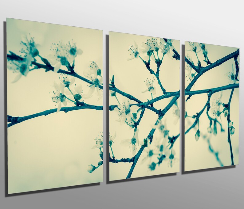 Metal Print Faded Cherry Blossom 3 Panel split Triptych Etsy