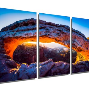 Metal Prints - Mesa arch, Canyonlands wall art Utah - 3 Panel split, Triptych - Metal HD aluminum prints for wall decor & interior design