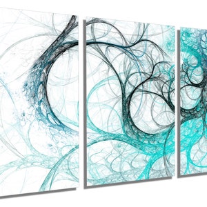 Metal Print - Abstract Wall Art Fractal Turquoise Tissue . Abstract Spiral Fractal Art - Metal HD aluminum panels home wall decor art