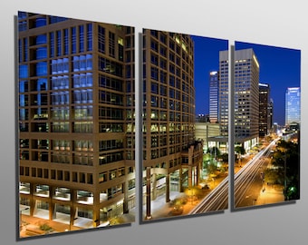 Metal Print - Phoenix, Arizona at Night - 3 Panel split (Triptych) - Metal wall art on HD aluminum prints for wall decor & interior design