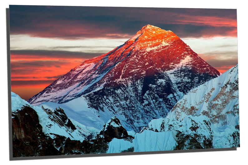 Metal wall art HD aluminum prints home decor wall decor Triptych 3 Panel split Mount Everest Gokyo Ri Wall Art at Sunset Metal Print