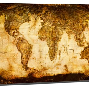 Metal Prints - Rustic World Map - 3 Panel Split (triptych) - Multi ...