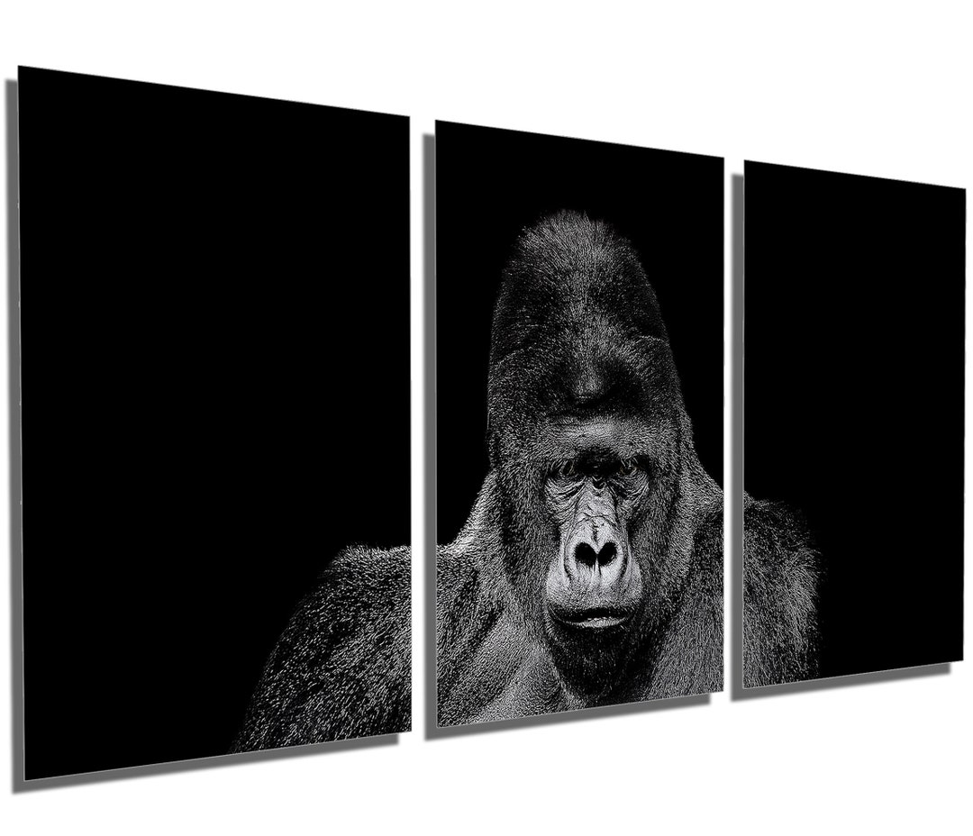 Metal Print Angry Gorilla Wall Art Black & White 3 Panel - Etsy