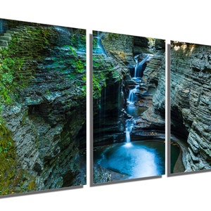 Metal Prints - Watkins Glen NY state park - 3 Panel split, Triptych - Metal wall art on HD aluminum prints for wall decor & interior design