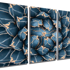 Metal Print - Agave Cactus Wall Art in Steel Blue - Agave Plant Cactus flower, Agave Wall Art botanical print - Metal wall art HD aluminum