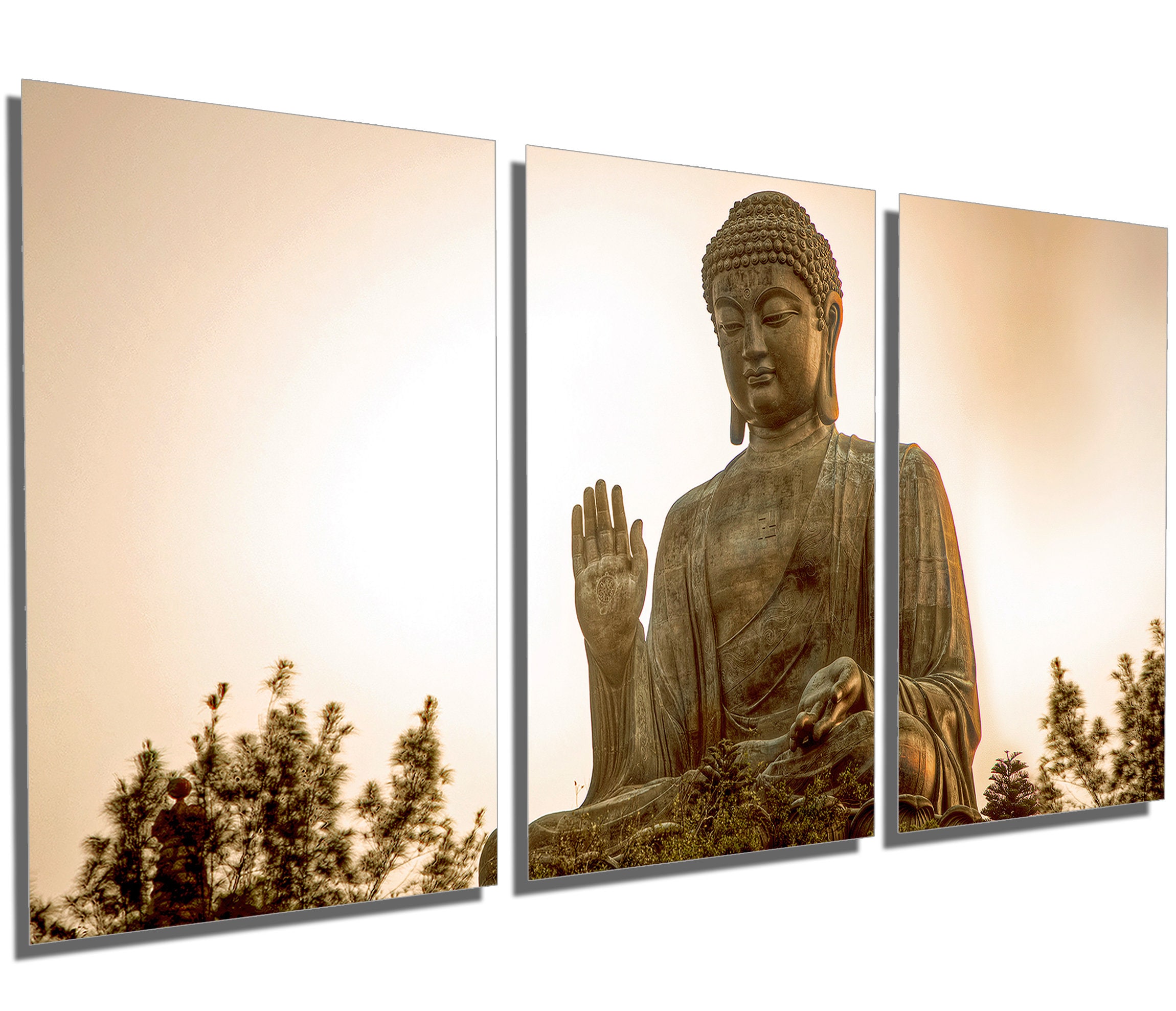 Metal Prints - Giant Buddha Statue - 3 Panel Split, Triptych