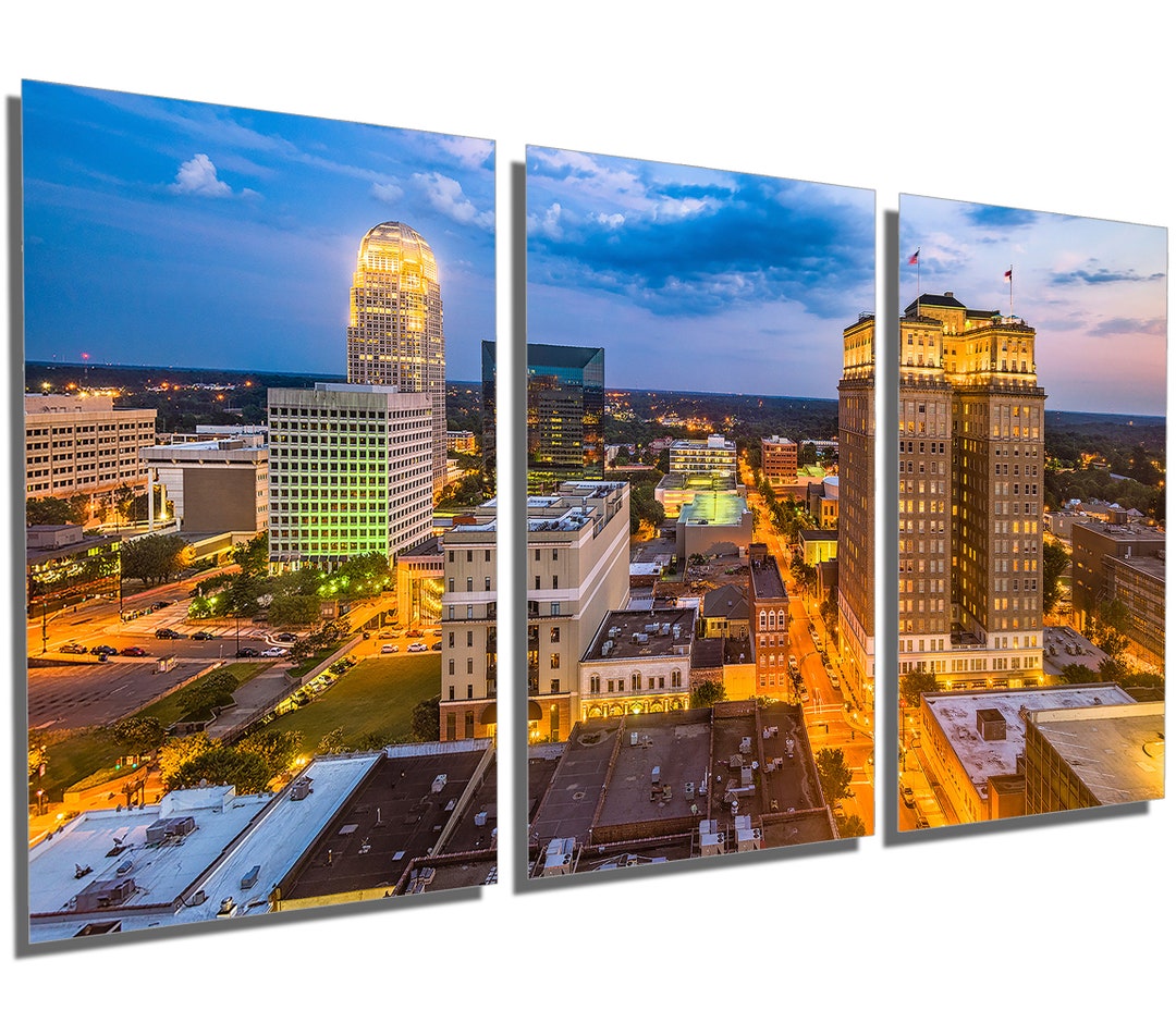 Impresiones de metal Winston Salem North Carolina Skyline Etsy España