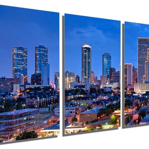 Metal Print - Fort Worth Texas Wall Art during evening. Fort Worth Skyline Fort Worth Wall Art Print -Metal wall art HD aluminum print decor