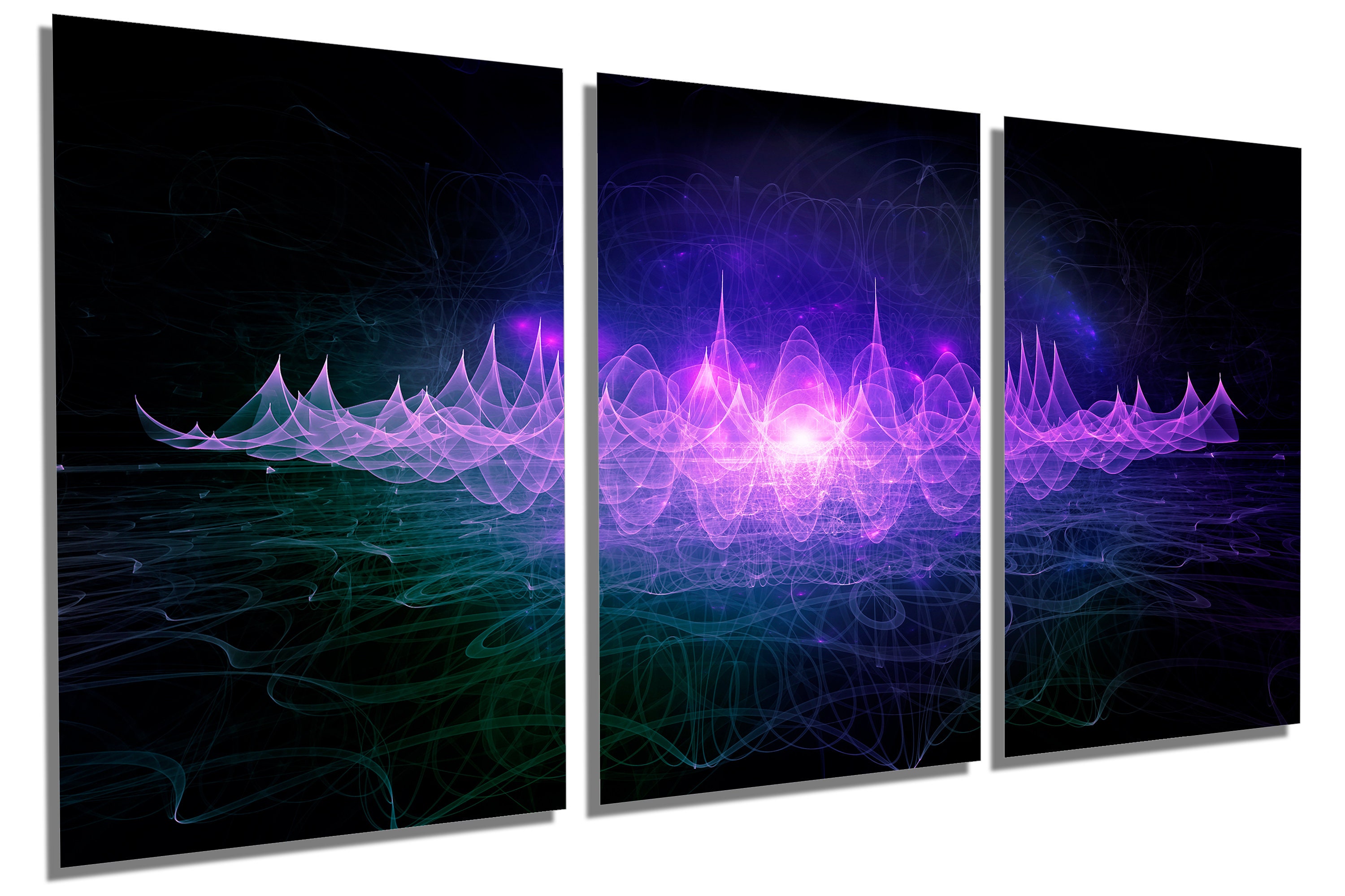 Metal Print - Abstract Sound Wave Wall Art Purple. Fractal Art