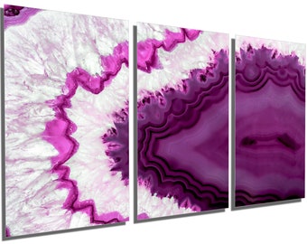 Metal Print - Purple Geode Wall Art. Brazilian geode slice, geode wall art, agate print, agate decor art - Metal wall art HD aluminum print