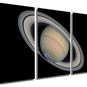 Metal Print - Saturn Aurora Wall Art by NASA&#39;s Hubble. Solar System Planetary Weather - Metal wall art HD aluminum prints home wall decor