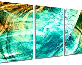 Metal Print - Fractal Smokes Wall Art in soft turquoise - Abstract Art, Fractal art - Metal HD aluminum panels home wall decor interior art