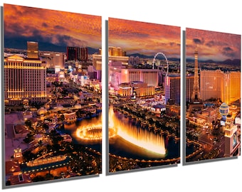 Metal Print - Las Vegas Strip Wall Art at dusk, Las Vegas Skyline wall art, Las Vegas Decor, Nevada - Metal wall art HD aluminum print decor