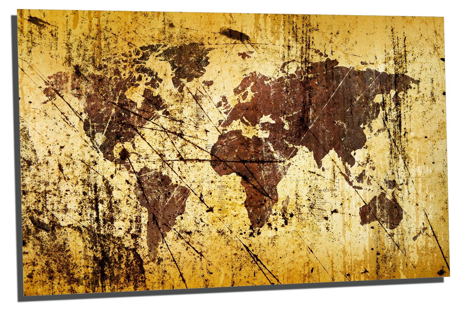 Metal Prints - Abstract Kobicha World Map - 3 Panel Split (triptych ...