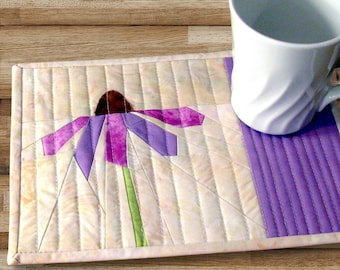 PURPLE CONE FLOWER Quilted Mug Rug Pattern