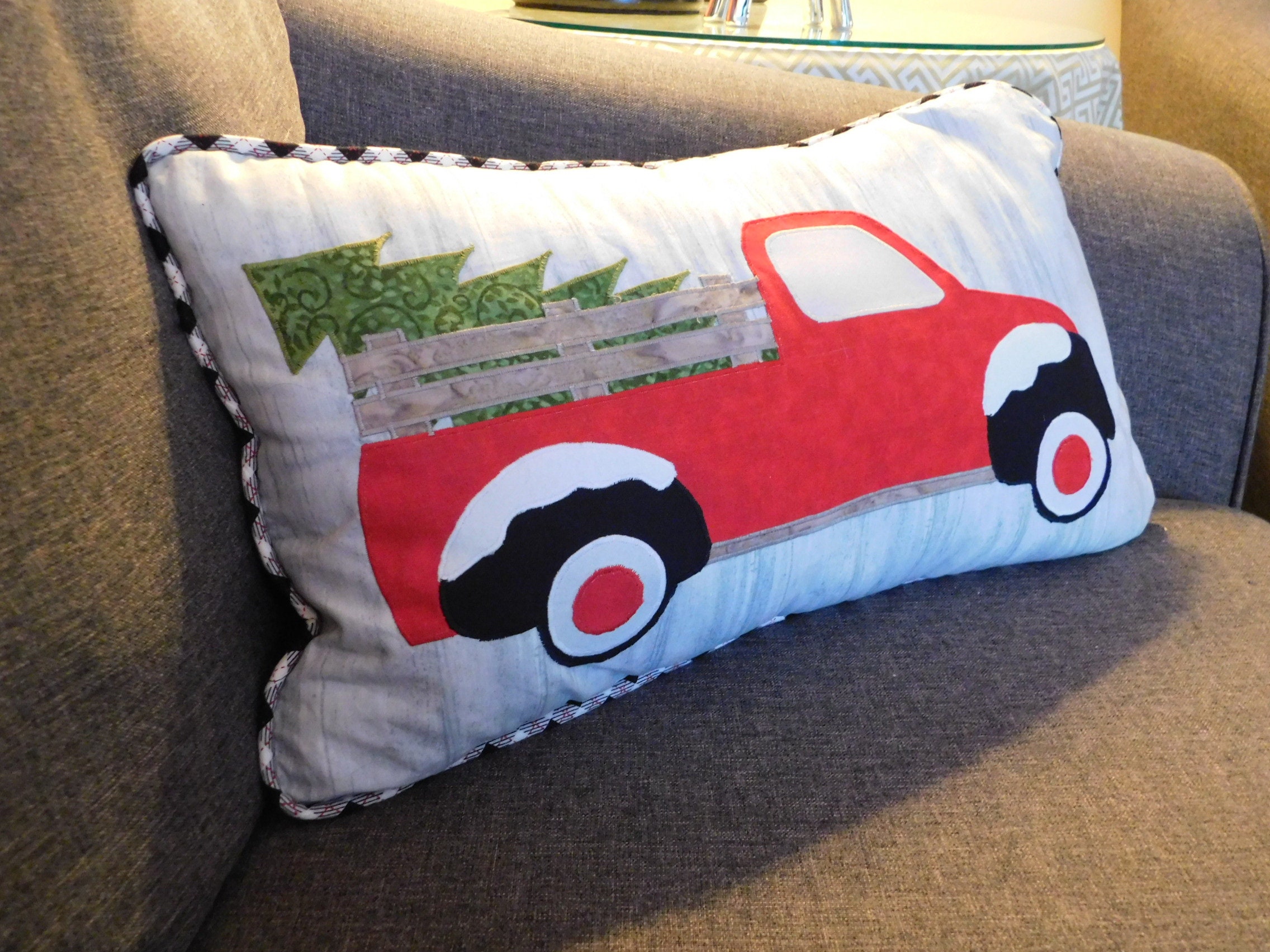 LITTLE RED TRUCK Christmas Pillow Etsy Canada