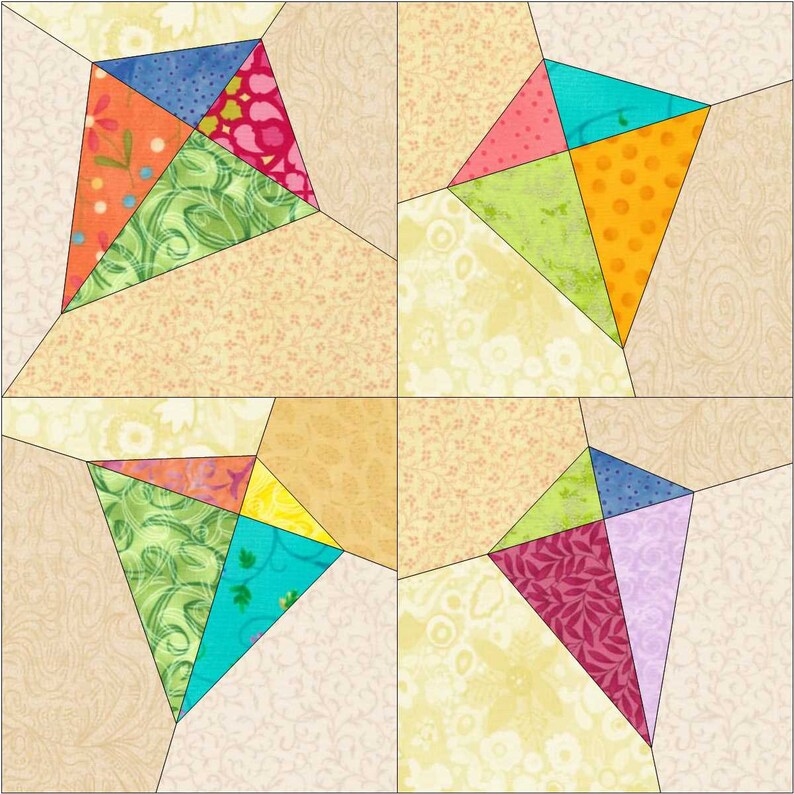 KRAZY KITES Quilt Block Pattern 12 X 12 30 Cm X Etsy
